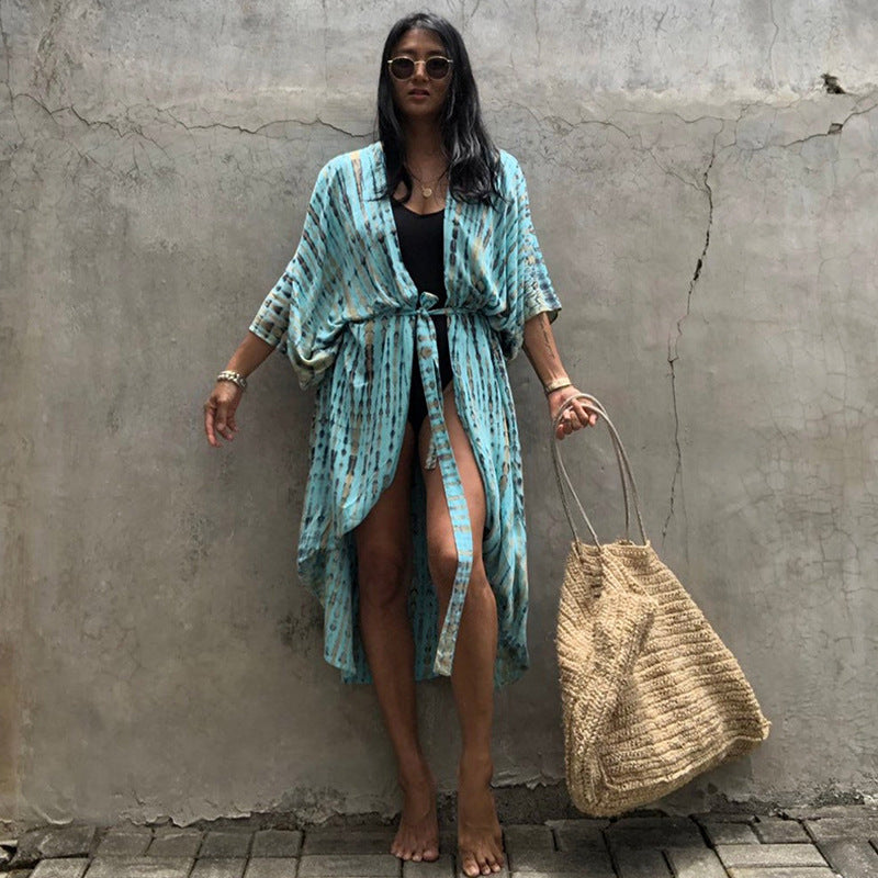 Women’s Beach Cover-Up Dress | Lightweight Kimono Style with Tie Belt | Breathable Fabric | Versatile Resort Wear