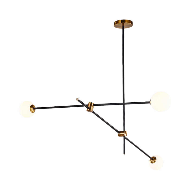 Taavita Black Metallic Exposed Ceiling Lamp 2/3 Lights Pendant Lighting for Living Room with Opal Frosted Glass Ball Shade