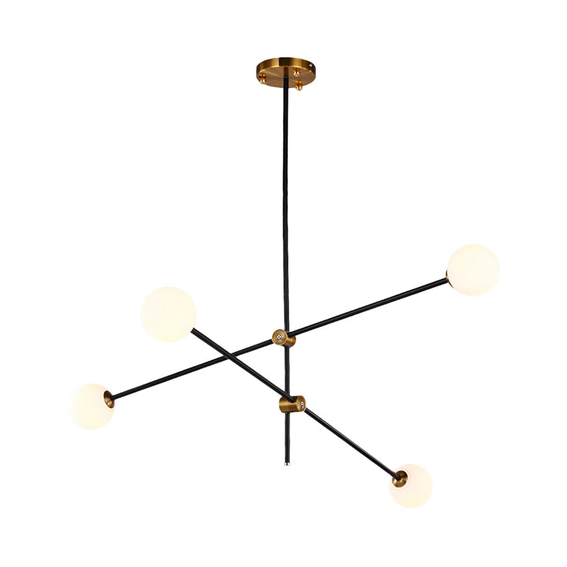 Taavita Black Metallic Exposed Ceiling Lamp 2/3 Lights Pendant Lighting for Living Room with Opal Frosted Glass Ball Shade
