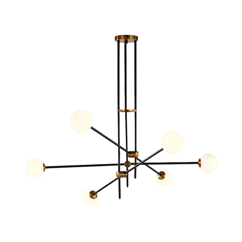 Taavita Black Metallic Exposed Ceiling Lamp 2/3 Lights Pendant Lighting for Living Room with Opal Frosted Glass Ball Shade