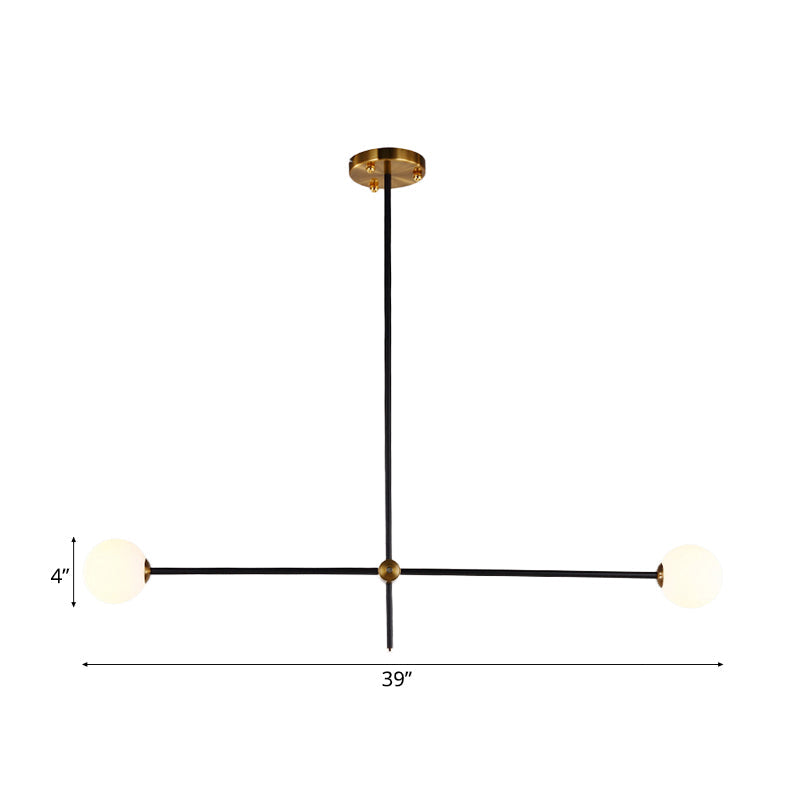 Taavita Black Metallic Exposed Ceiling Lamp 2/3 Lights Pendant Lighting for Living Room with Opal Frosted Glass Ball Shade