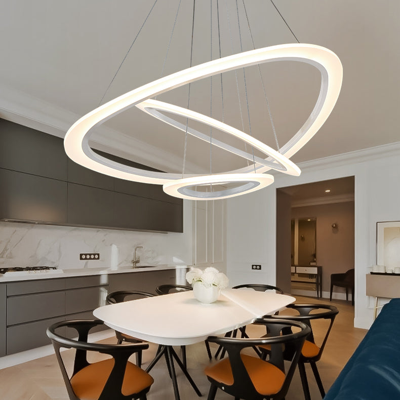 Taavita Triangle LED Chandelier Ceiling Pendant Lighting Fixture Modern in Warm/White Light, Available in 1/2/3 Heads