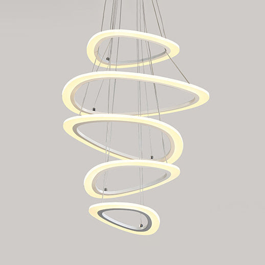 Acrylic Triangle Chandelier Lighting Fixture Modern LED 1/2/3-Head Ceiling Pendant in Warm/White Light Clearhalo 'Ceiling Lights' 'Chandeliers' 'Modern Chandeliers' 'Modern' Lighting' 113292