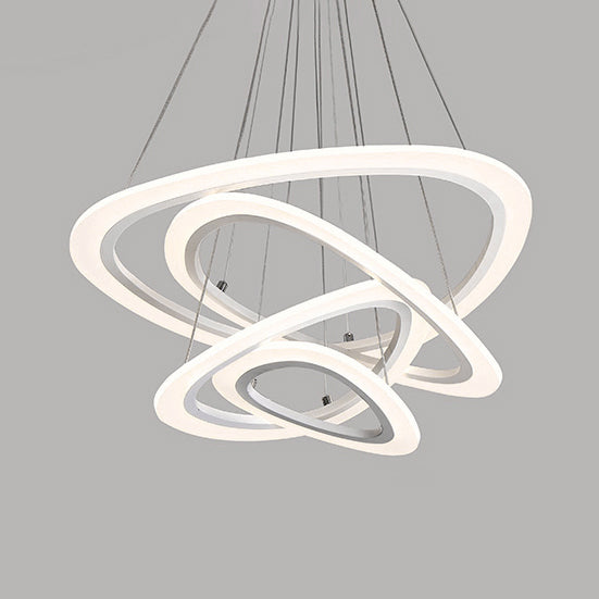 Acrylic Triangle Chandelier Lighting Fixture Modern LED 1/2/3-Head Ceiling Pendant in Warm/White Light Clearhalo 'Ceiling Lights' 'Chandeliers' 'Modern Chandeliers' 'Modern' Lighting' 113296