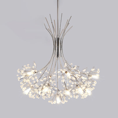 Taavita - Beads - Chandelier Lighting with Bouquet - Modern Design 13/19 Lights Black/Chrome - Pendant Lamp