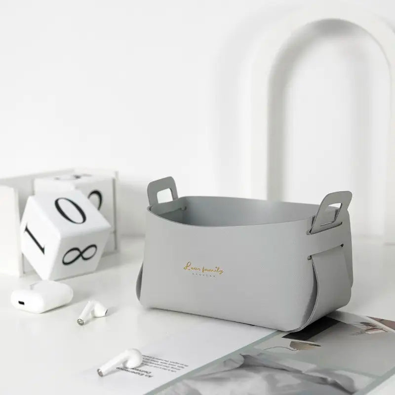 Stylish Foldable Faux Leather Storage Baskets