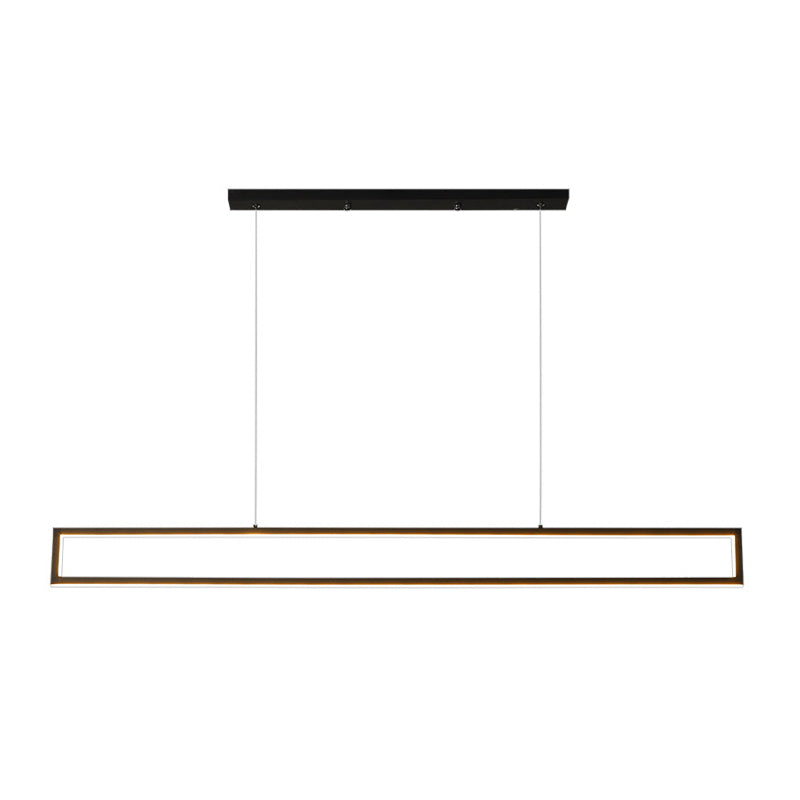 Taavita Minimalistic Rectangular Frame Light Metal Dining Room LED Pendant Lamp in White/Warm Light, 39"/47" Long, Maximum 39 Watts, Modern Metal Lamp with SMD Base