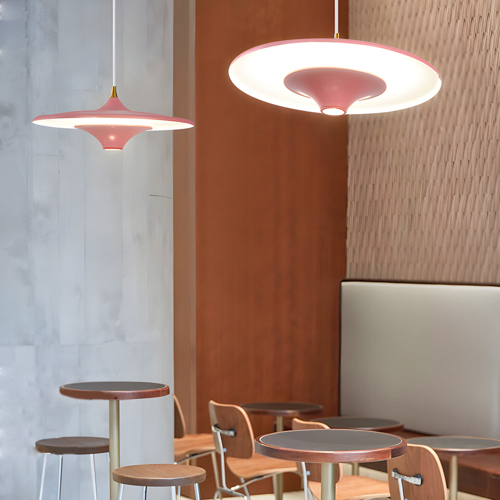 13.8'' LED Metal Hanging UFO Pendant Light 1-Light Round Small Spaceship Lamp for Bar