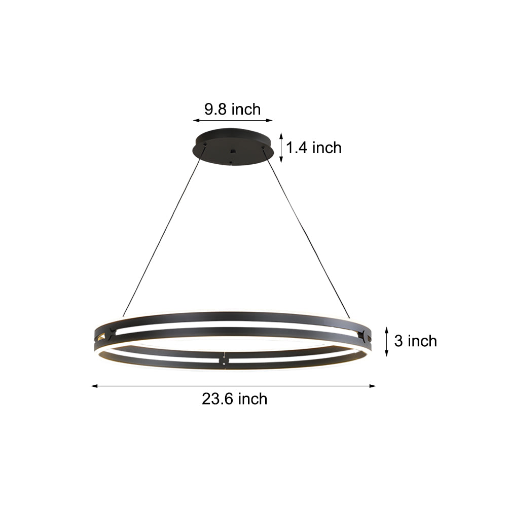 23.6-in Modern Double Wheel Chandelier LED Pendant Light, Taavita
