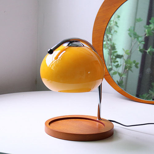 Taavita Vintage Glass Dome Solid Wood Base 1-Light Table Lamp with Melting Wax