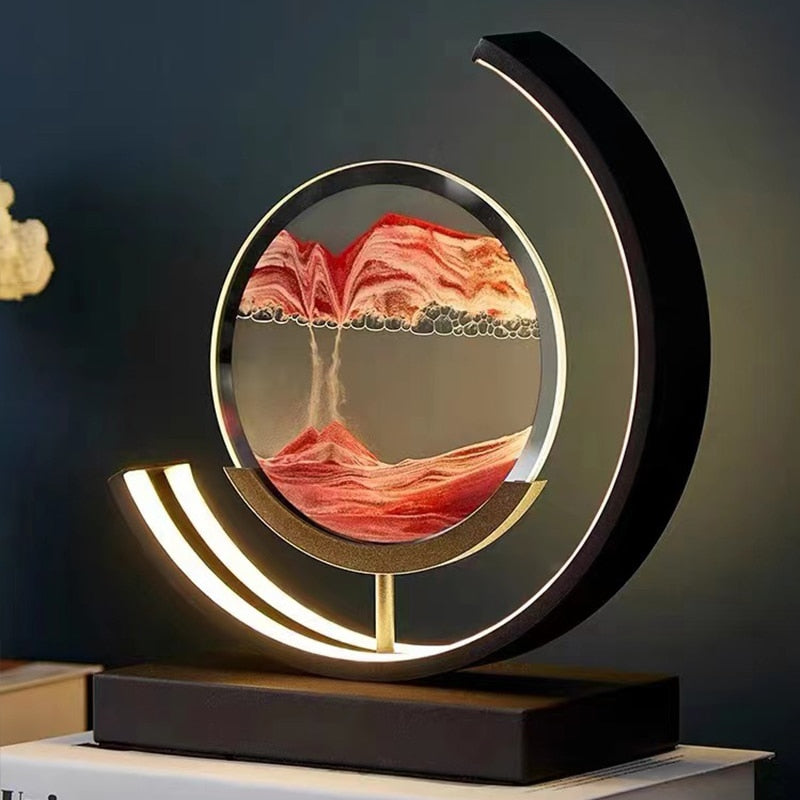 Drift Sand Art Table Lamp | 3D Rotating Sand Painting | Acrylic & LED Light | Stress Relief