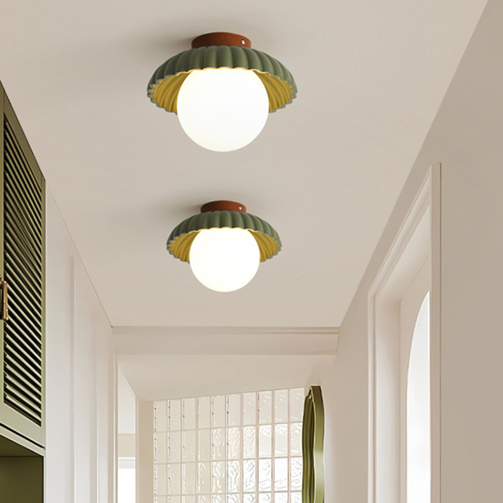 Elegant Iron Ceiling Light with Soft Cream Glass Shade