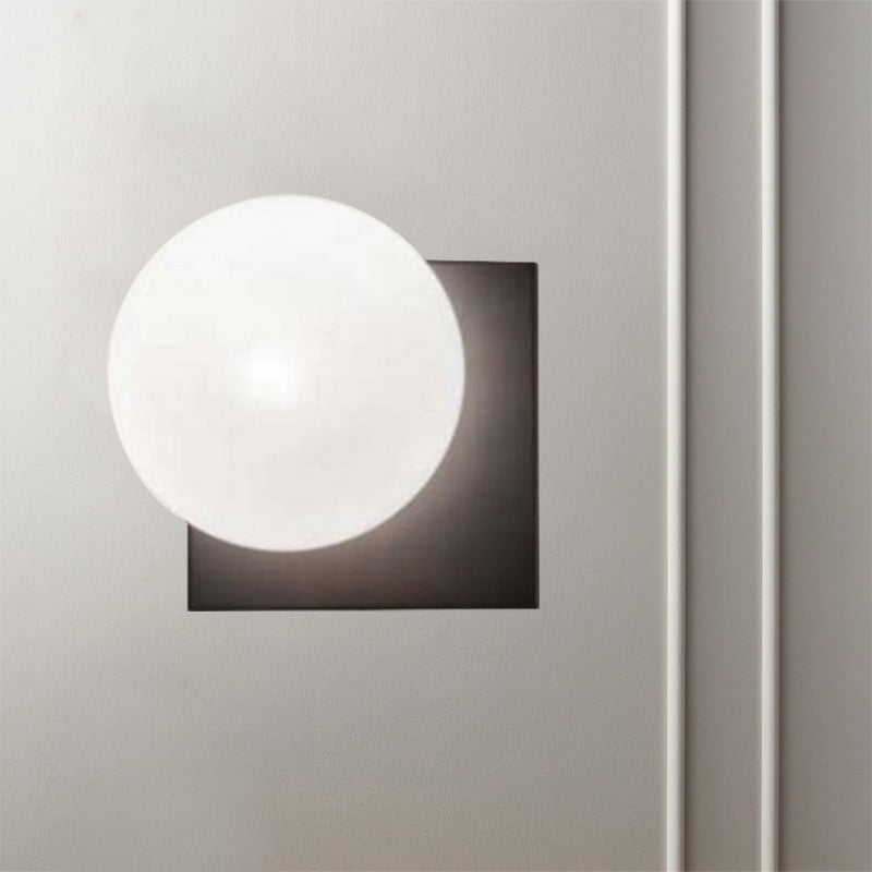Taavita 1 Light Wall Lamp with Black Ball, White Glass Shade, Wall-Mounted Light