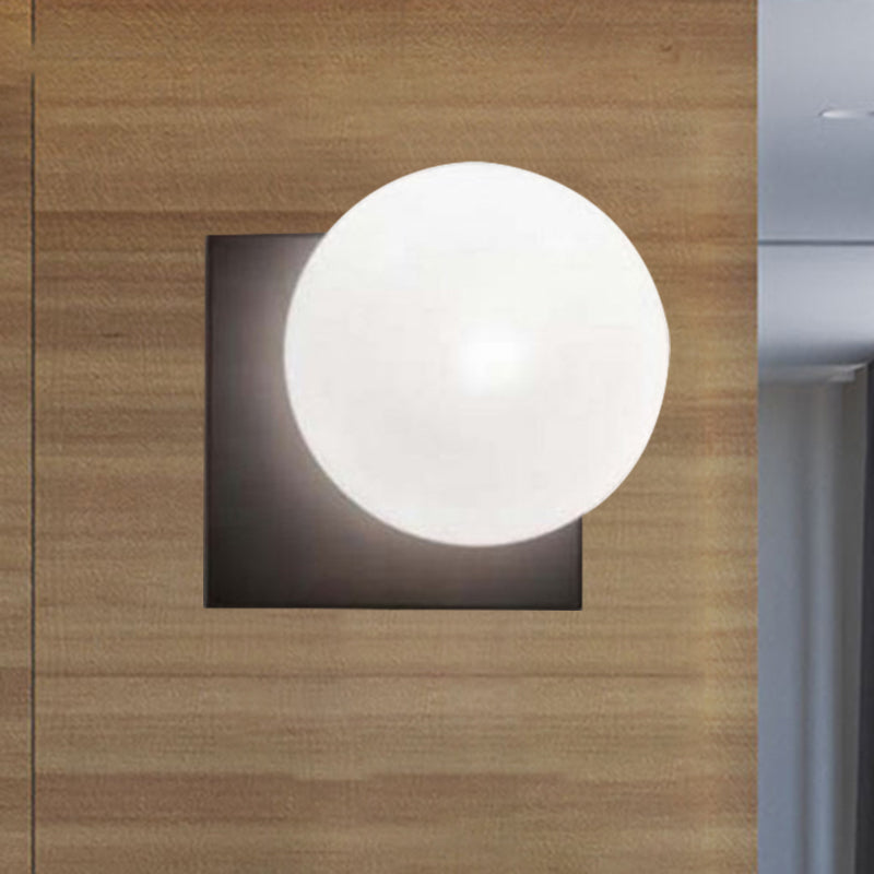 Taavita 1 Light Wall Lamp with Black Ball, White Glass Shade, Wall-Mounted Light