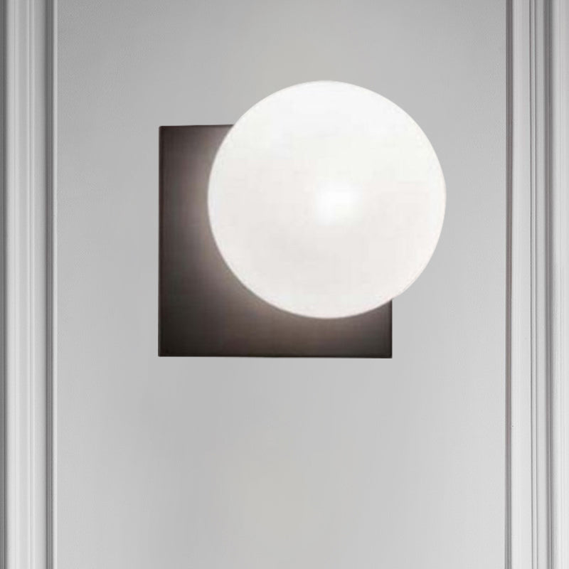 Modern 1 Light Wall Sconce with Taavita Wall Mounted Light Fixture and White Glass Shade