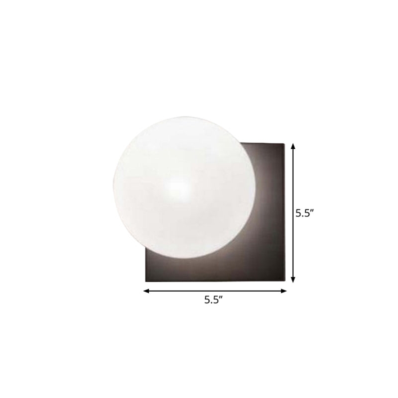 Taavita 1 Light Wall Lamp with Black Ball, White Glass Shade, Wall-Mounted Light