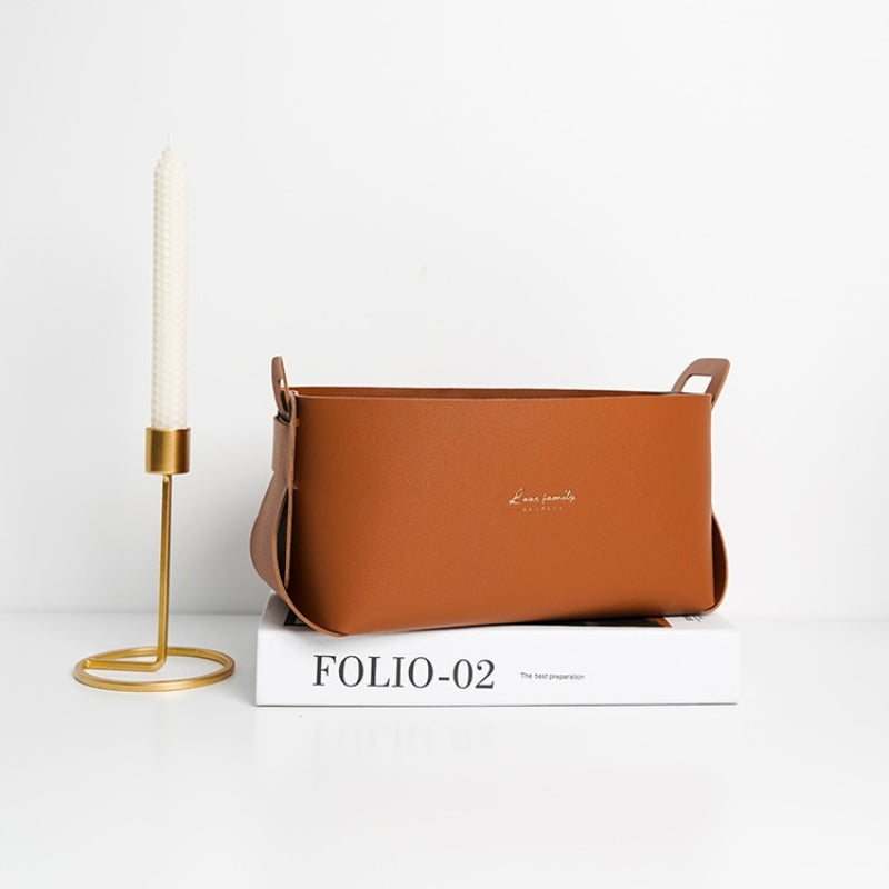 Stylish Foldable Faux Leather Storage Baskets