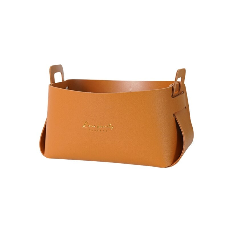 Stylish Foldable Faux Leather Storage Baskets