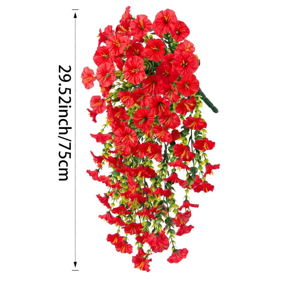 Artificial Morning Glory Flower Decoration – UV Protected Hanging Design