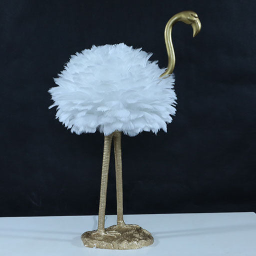 Contemporary Nordic Taavita Feather Metal Flamingo 1-Light Table Lamp for Nightstand