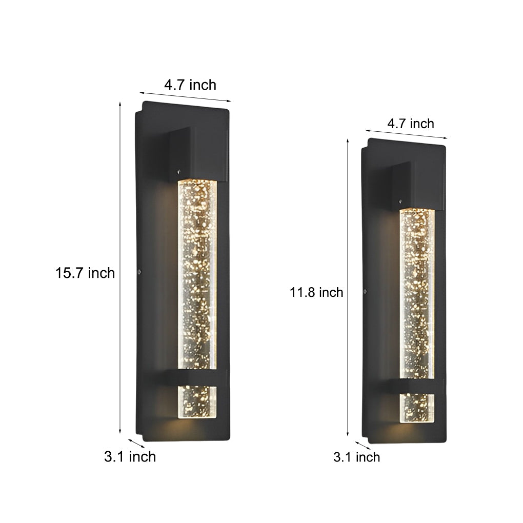 11.8 Inch Black Waterproof Hardwired Bubbles Glass Outdoor Wall Light