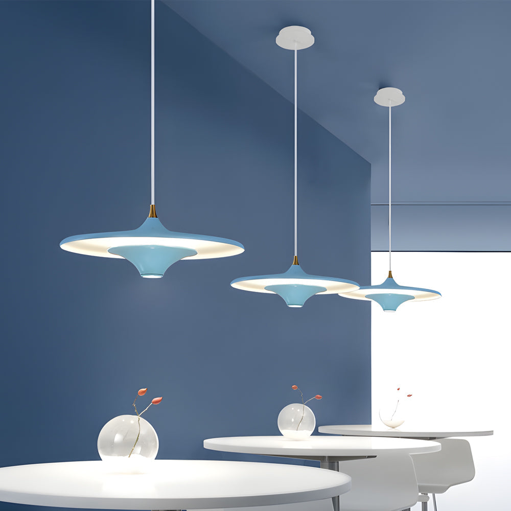 13.8'' LED Metal Hanging UFO Pendant Light 1-Light Round Small Spaceship Lamp for Bar