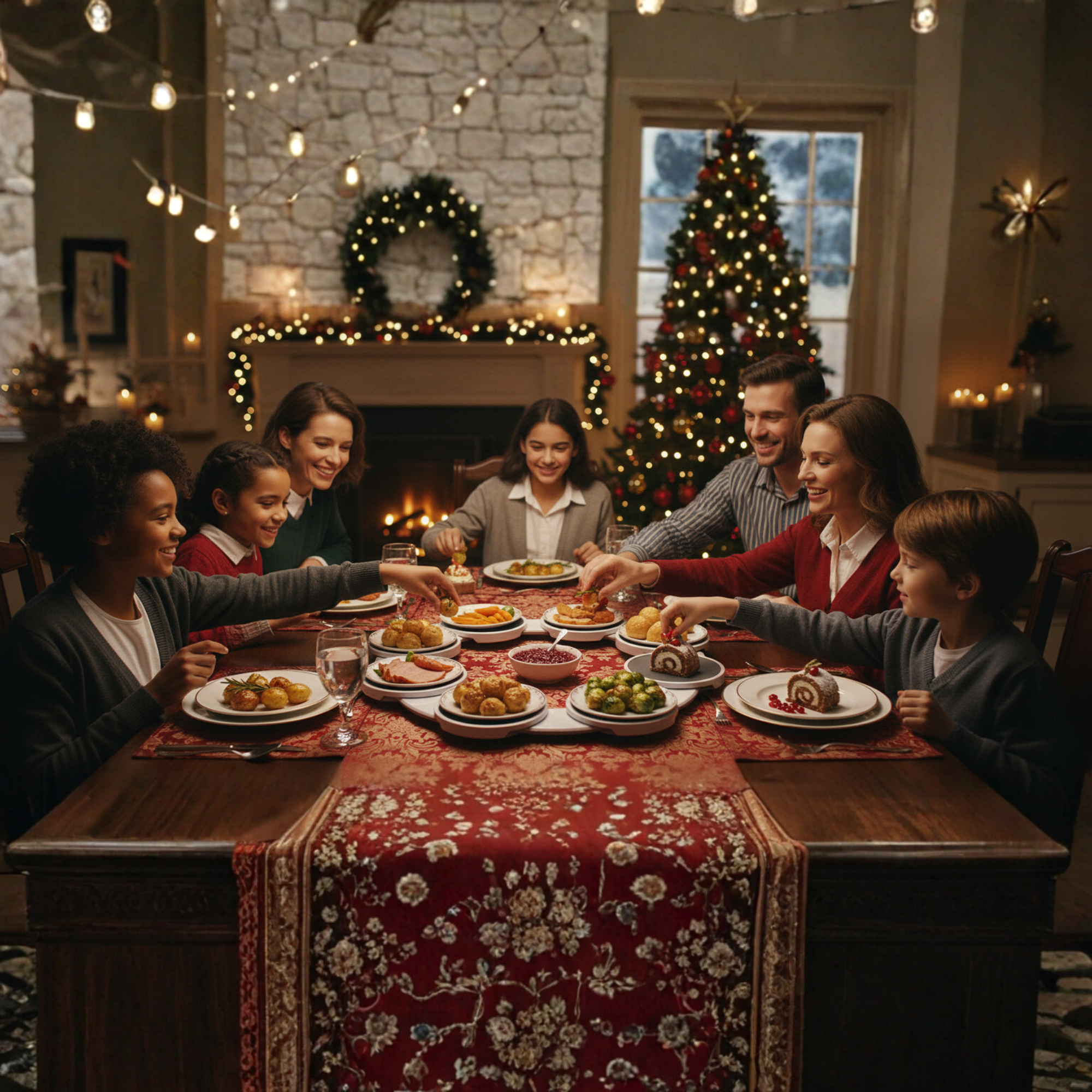 Convenient Rotating Dining Tray – Effortless Serving for All