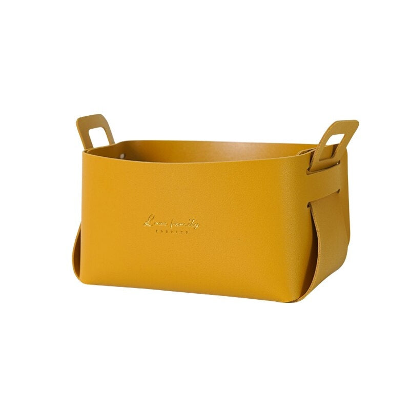 Stylish Foldable Faux Leather Storage Baskets