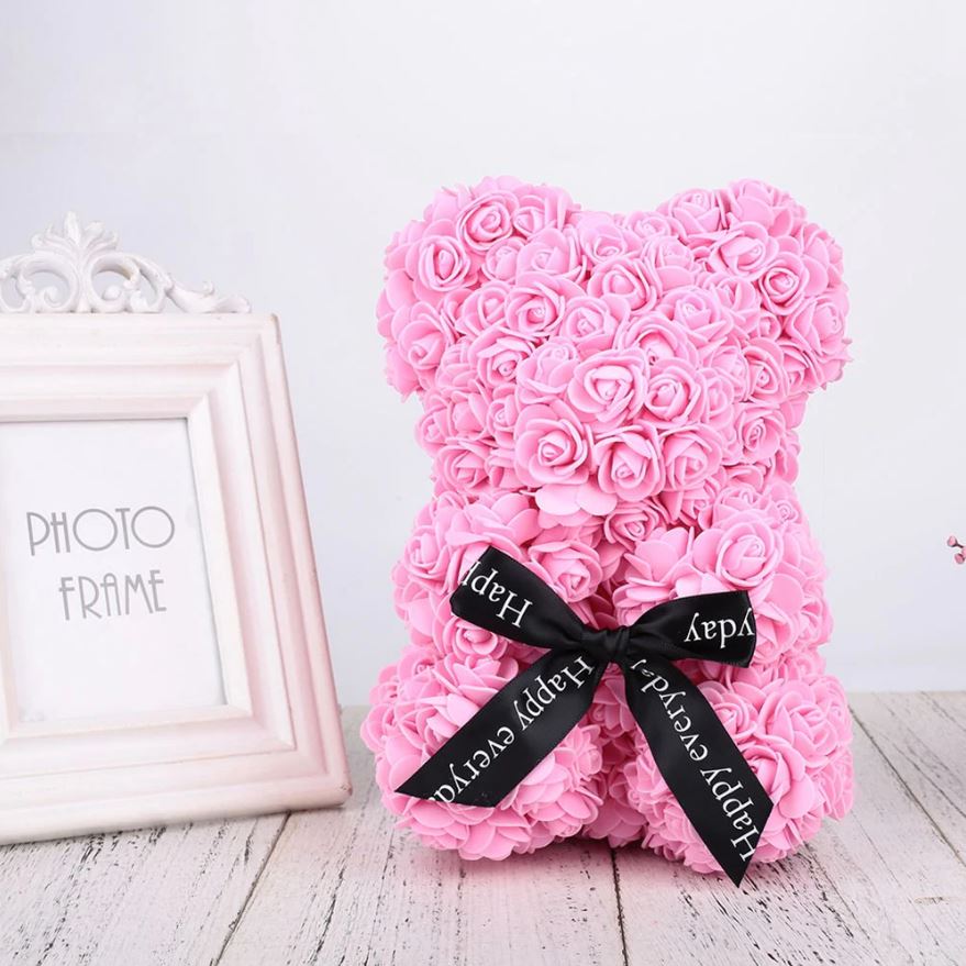 10-Inch Teddy Bear Gift with Rose Flower for Valentine's Day