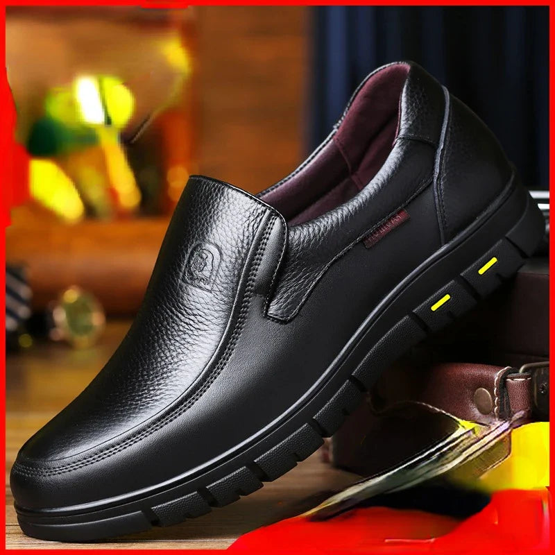 Men's Casual Leather Loafers | Handmade Genuine Leather | Flat Platform Sole | Breathable Comfortable Fit