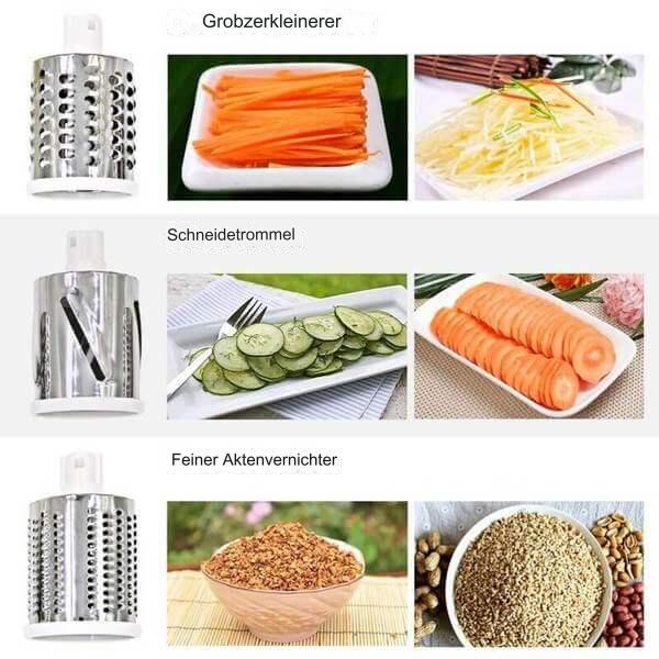 Vegetable Slicer with Rotary Mechanism and 3 Stainless Steel Drums