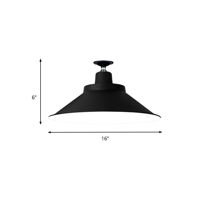 12" / 16" Industrial Flush Mount Light Fixture - Taavita Metal, 1 Light, E26/E27 Base, Compatible with LED/Incandescent/Fluorescent, 220V-240V & 110V-120V
