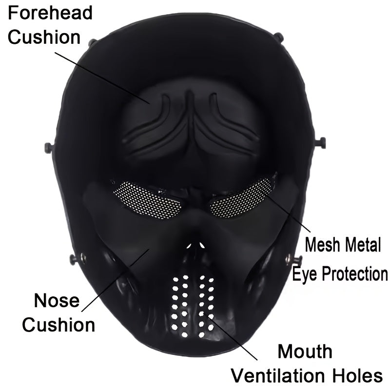 Halloween Skull Mask with Black and White Camouflage Design – Lightweight Polyester