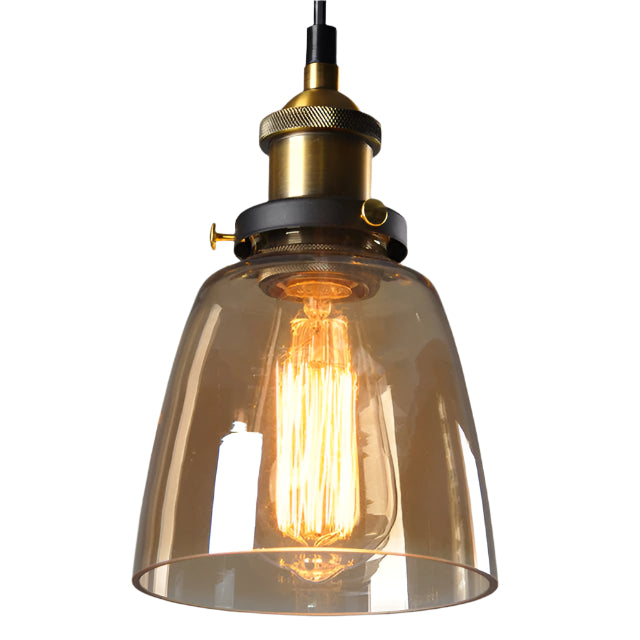 Antique Glass Pendant Light | Vintage Art Deco Design | Galvanized Metal & Glass | Dimmable Lighting