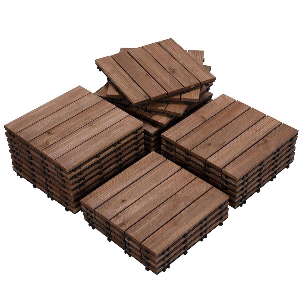 27-Piece Set of Interlocking Wooden Deck Tiles for Outdoor Patios