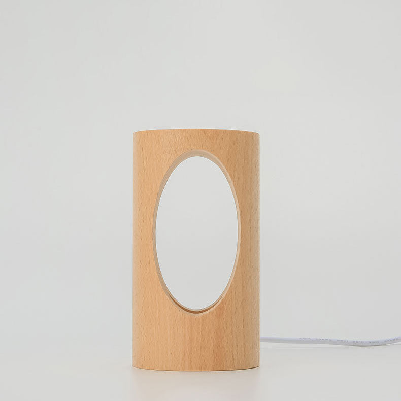 Wooden Table Lamp with LED Lighting