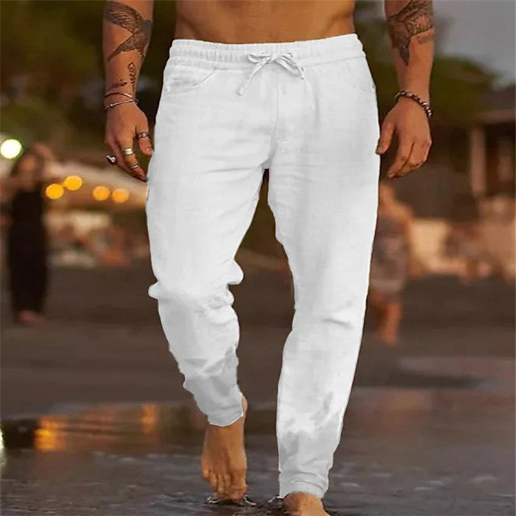 Men’s Casual Jogger Pants | Adjustable Drawstring Waist | Breathable Linen Fabric | Comfortable Fit