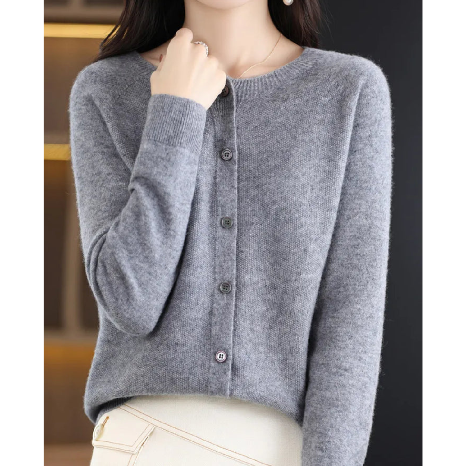 Women's Button-Front Knit Cardigan | Soft Plush Knit & Long Sleeves | Versatile Layering | Comfortable Fit