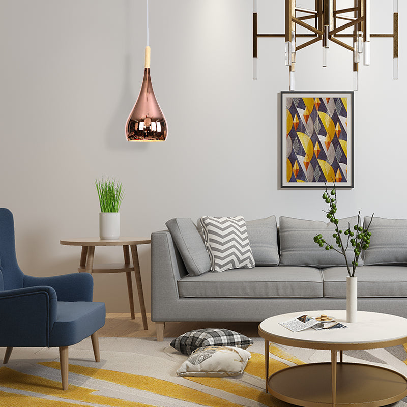 1 Bulb Teardrop Shade Hanging Light Fixture Contemporary Taavita Metal Pendant Ceiling Light for Kitchen