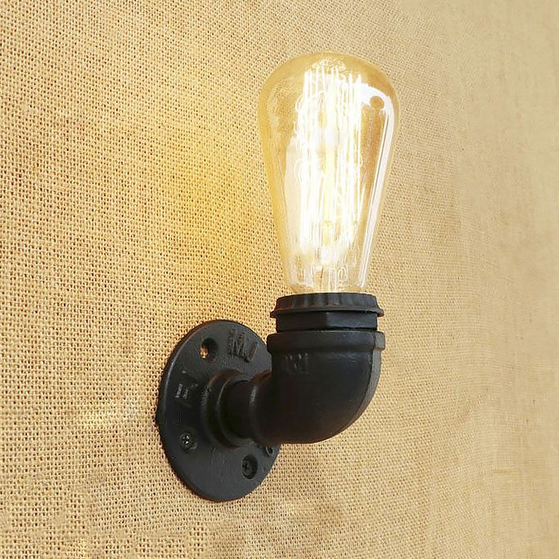 Taavita Rustic Stylish Metal 1 Head Bare Bulb Wall Sconce Lighting for Living Room with Pipe Black/Bronze Wall Mount Light