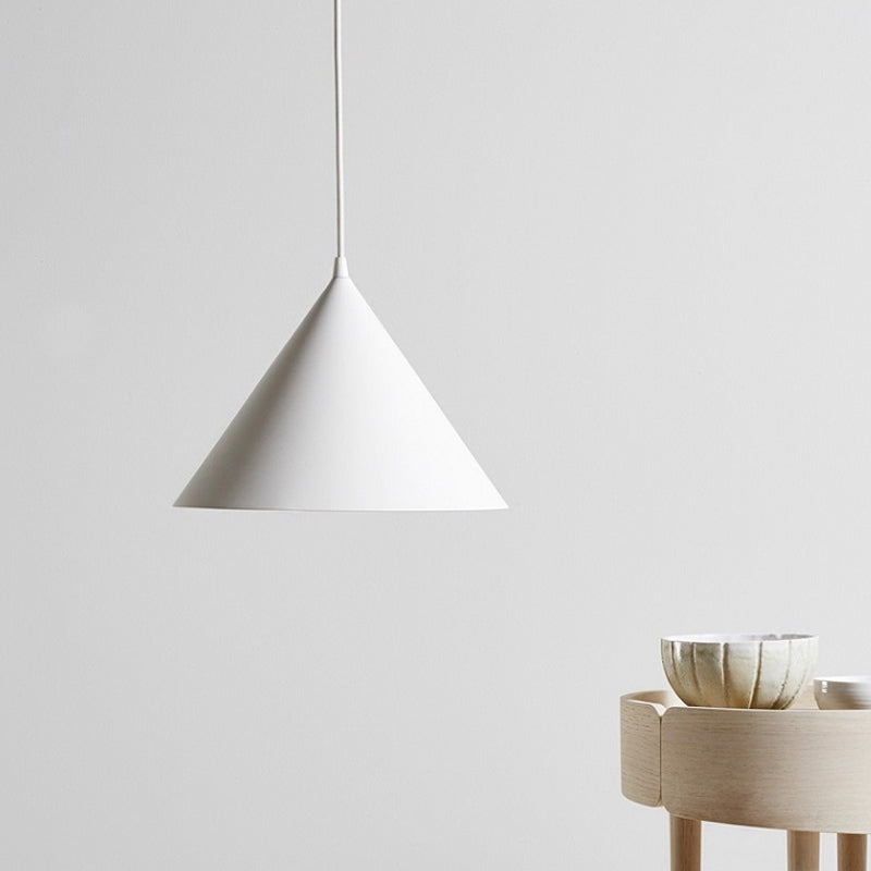 10"/12.5" Diameter 1 Light Conical Hanging Lamp Nordic Stylish Black/Blue Metal Pendant Light over Table Pink Clearhalo 'Ceiling Lights' 'Modern Pendants' 'Modern' 'Pendant Lights' 'Pendants' Lighting' 1416861