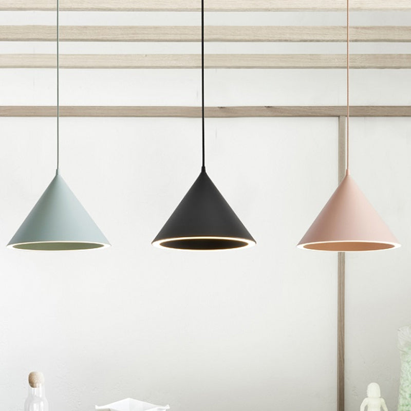 10"/12.5" Diameter 1 Lightweight Conical Hanging Lamp Taavita Stylish Black/Blue Metal Heat Light over Table