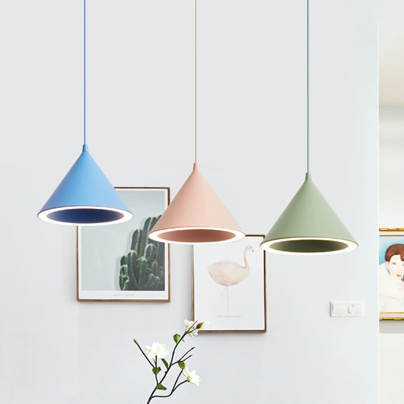 10"/12.5" Diameter 1 Lightweight Conical Hanging Lamp Taavita Stylish Black/Blue Metal Heat Light over Table