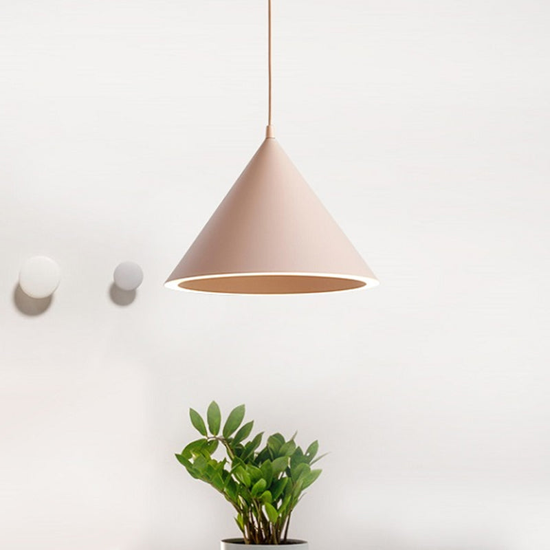 10"/12.5" Diameter 1 Light Conical Hanging Lamp Nordic Stylish Black/Blue Metal Pendant Light over Table Green Clearhalo 'Ceiling Lights' 'Modern Pendants' 'Modern' 'Pendant Lights' 'Pendants' Lighting' 1416869