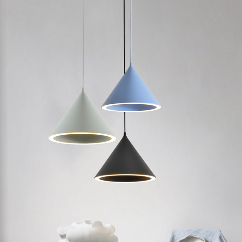 10"/12.5" Diameter 1 Lightweight Conical Hanging Lamp Taavita Stylish Black/Blue Metal Heat Light over Table