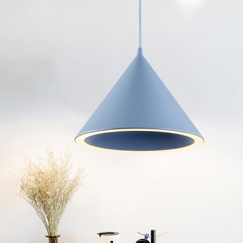 10"/12.5" Diameter 1 Lightweight Conical Hanging Lamp Taavita Stylish Black/Blue Metal Heat Light over Table