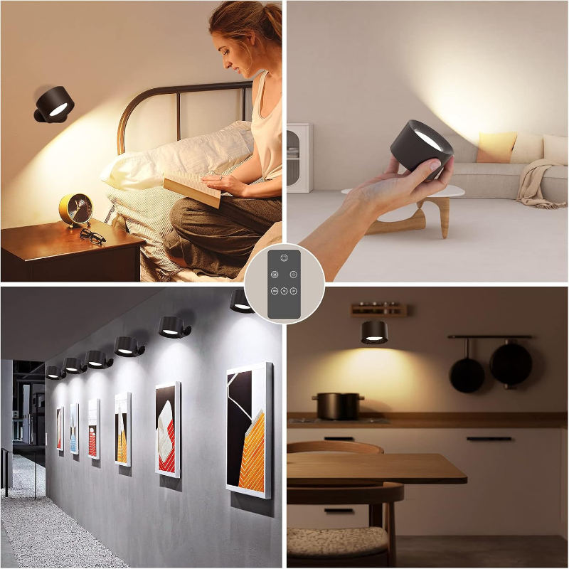Touch Control LED Wall Lamp with 360° Rotating Head – Cordless Design