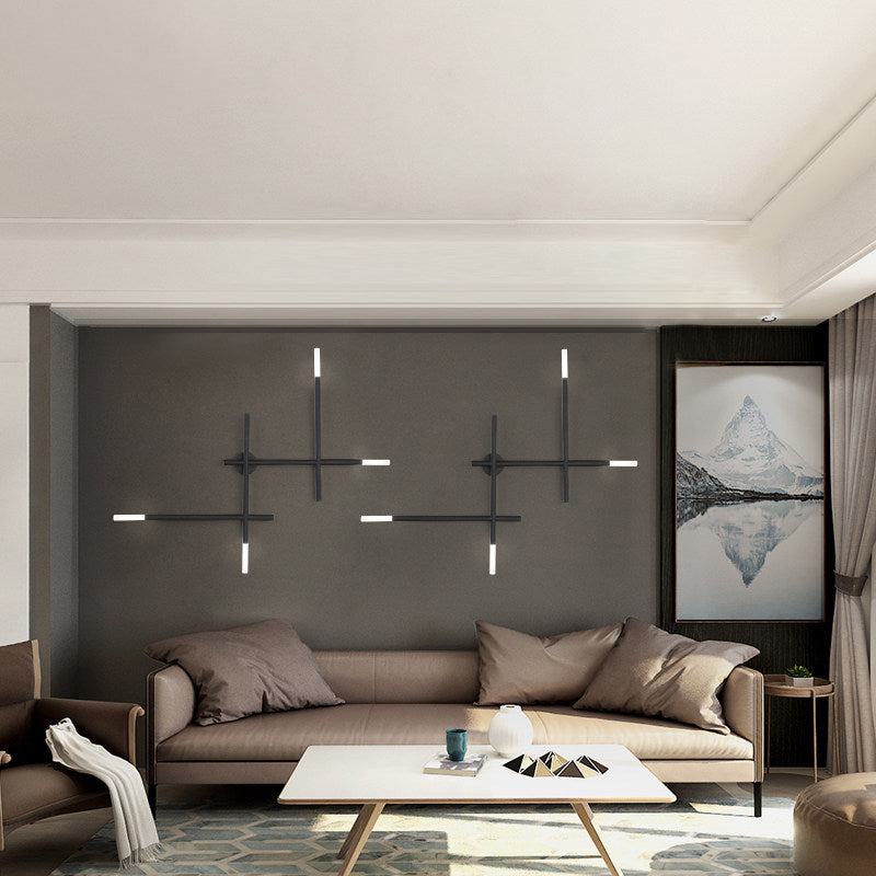 Taavita Crossed Lines Wall Lights Easy Simplicity 4 Lights Black/Gold Wall Lamp in Warm/White Light, Modern, LED, for Interiors, 25 Inches & Higher