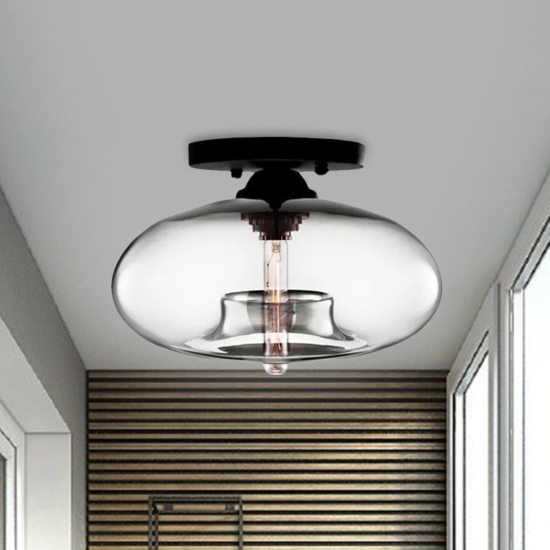 Taavita Oval Flush Mount Lamp Modern Style 1 Light Clear/Amber/Smoky Ceiling Semi-Flush Mount for Hallway