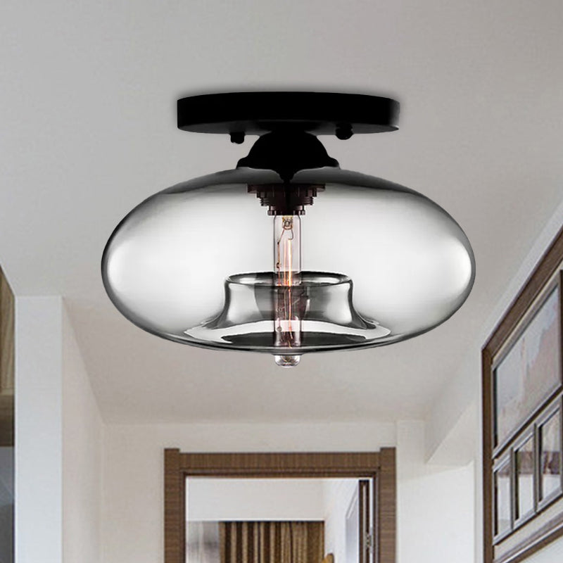 Taavita Oval Flush Mount Lamp Modern Style 1 Light Clear/Amber/Smoky Ceiling Semi-Flush Mount for Hallway